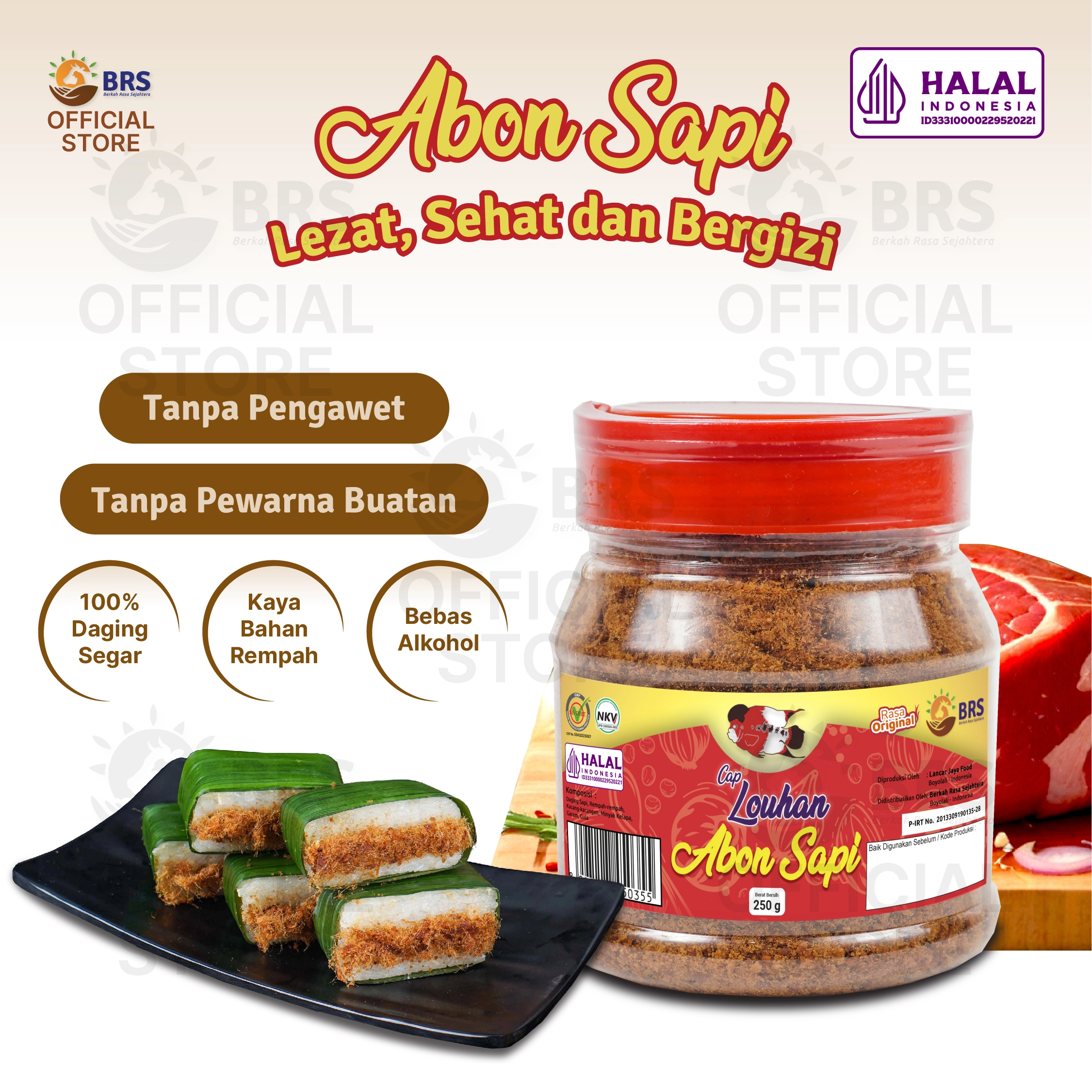 Abon Sapi cap Louhan Toples